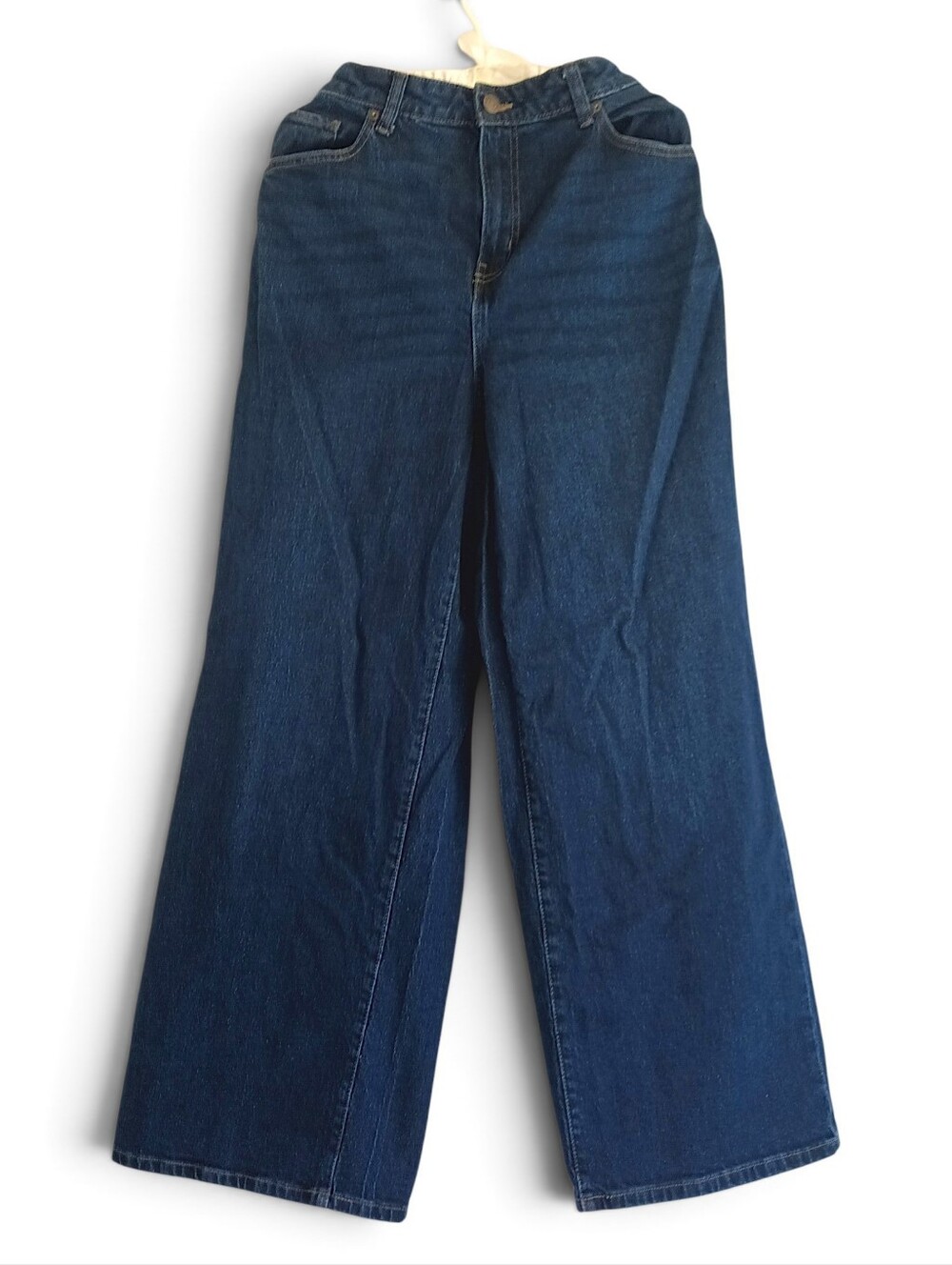 Time N Tru Wide Leg Jeans Dark Blue Wash Classic High-waisted 5 Pocket Stretch